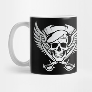 Skull wearing a beret with crossed sabers and wings Mug