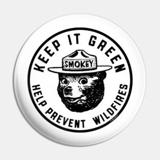Keep It Green Help Prevent Wildfires Vintage Smokey Bear Pin