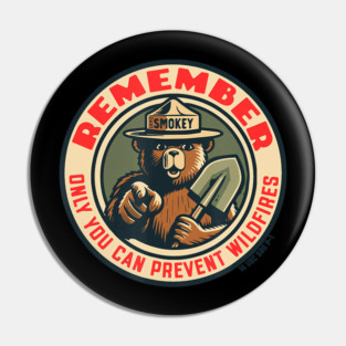 Remember Only You Vintage Smokey Bear Seal Retro Pin