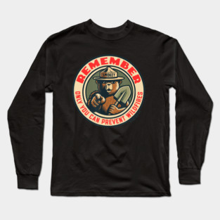 Remember Only You Vintage Smokey Bear Seal Retro Long Sleeve T-Shirt