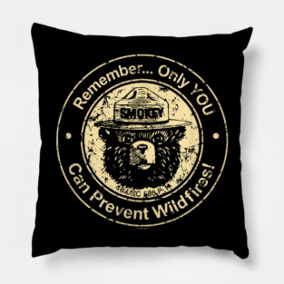Smokey Bear Only You Can Prevent Wildfires 80s Retro Pillow