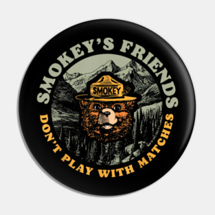 Smokeys Friends Dont Play With Matches Retro Smokey Bear Pin