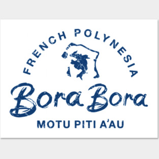 Bora Bora French Polynesia Islands Map Posters and Art