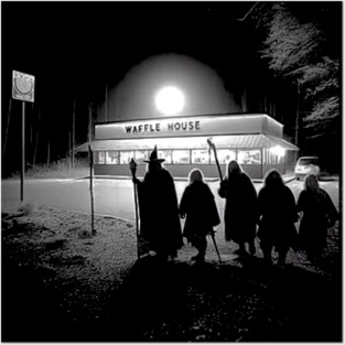 A group of wizards discover Waffle House Posters and Art