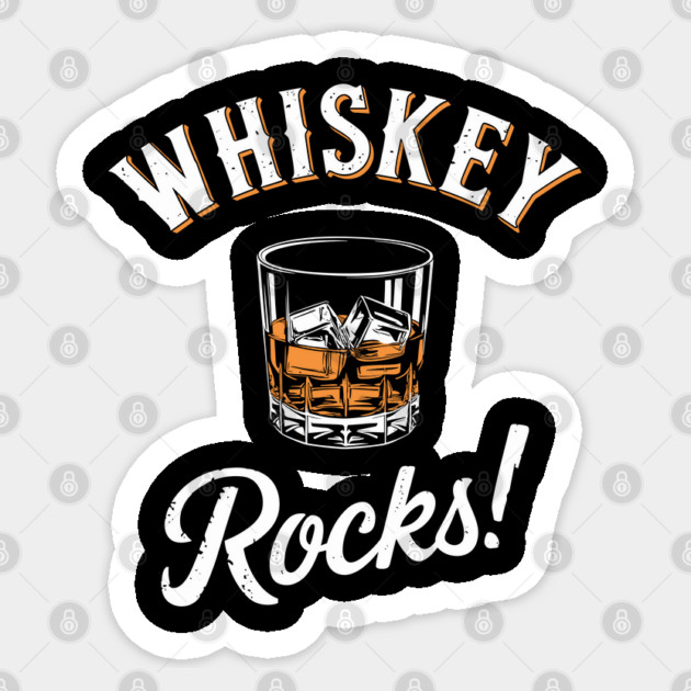 Whiskey Rocks Bourbon Lover Humor Pun Sticker by Anticorporati