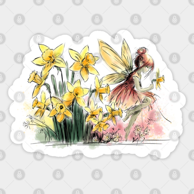 Daffodil Fairy Sticker by H. R. Sinclair