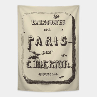 Vintage Paris Typography by Charles Méryon Tapestry