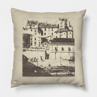 Historic Paris Morgue Illustration by Charles Méryon Pillow