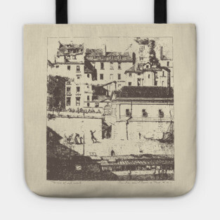 Historic Paris Morgue Illustration by Charles Méryon Tote