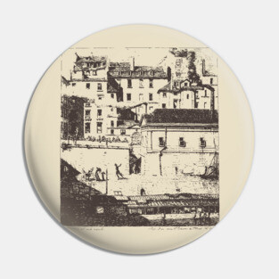 Historic Paris Morgue Illustration by Charles Méryon Pin