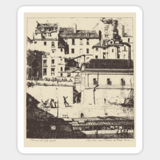 Historic Paris Morgue Illustration by Charles Méryon Sticker