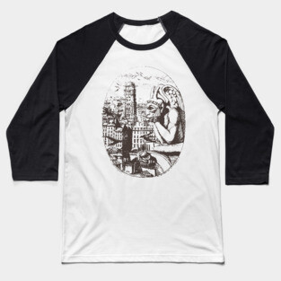 Gargoyle Overlooking Paris by Charles Méryon Baseball T-Shirt