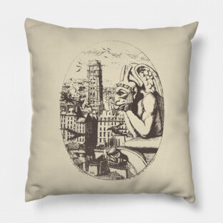 Gargoyle Overlooking Paris by Charles Méryon Pillow