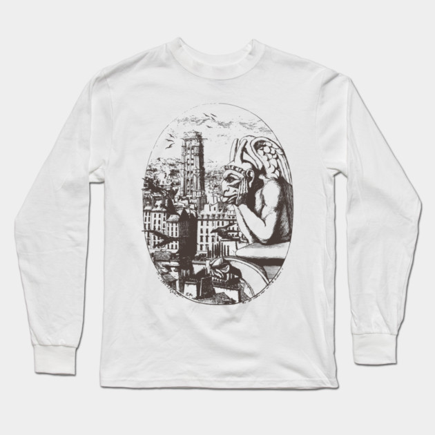 Gargoyle Overlooking Paris by Charles Méryon Long Sleeve T-Shirt by TuncGK