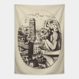 Gargoyle Overlooking Paris by Charles Méryon Tapestry
