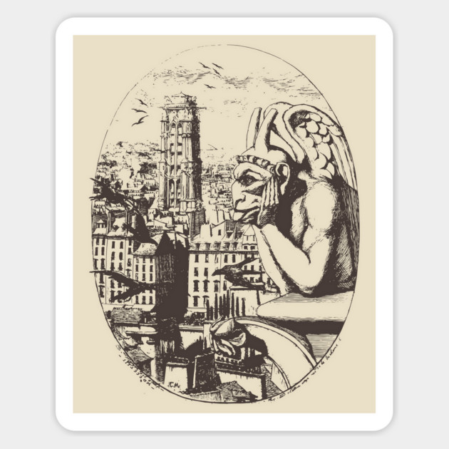 Gargoyle Overlooking Paris by Charles Méryon Magnet by TuncGK