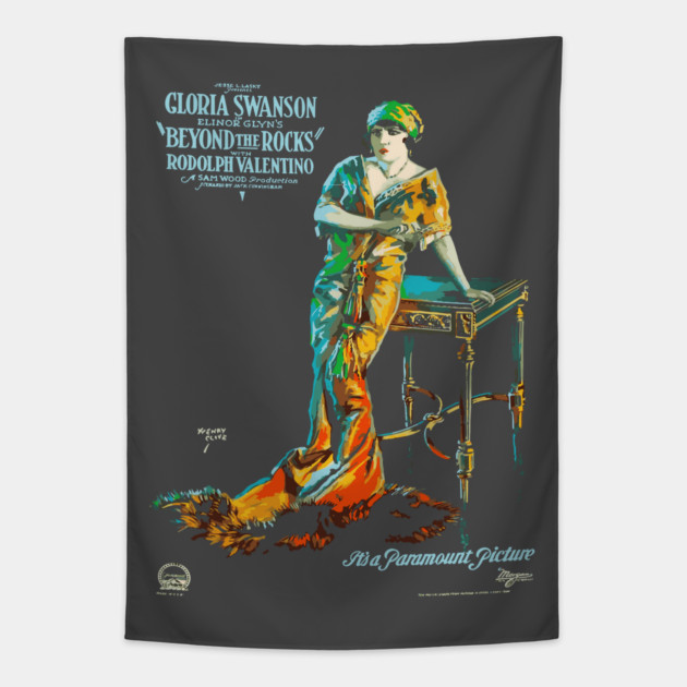 Gloria Swanson and Rudolph Valentino in Beyond the Rocks Tapestry by TuncGK