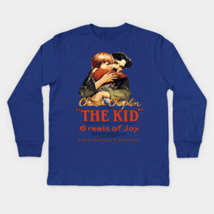 Charlie Chaplin in The Kid - Iconic Silent Film Poster Kids Long Sleeve T-Shirt