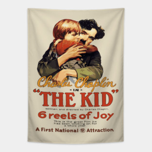 Charlie Chaplin in The Kid - Iconic Silent Film Poster Tapestry