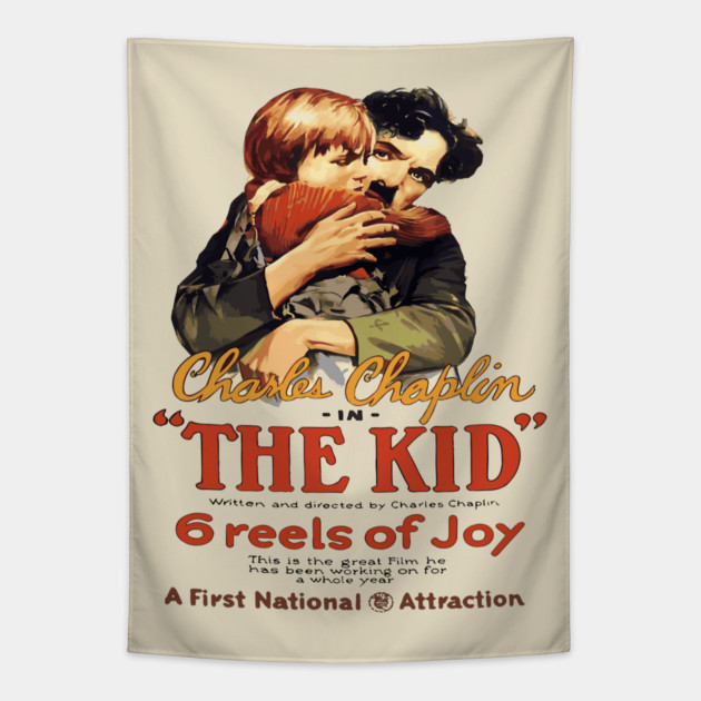 Charlie Chaplin in The Kid - Iconic Silent Film Poster Tapestry by TuncGK
