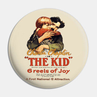 Charlie Chaplin in The Kid - Iconic Silent Film Poster Pin