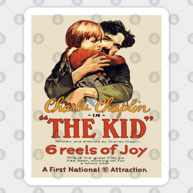 Charlie Chaplin in The Kid - Iconic Silent Film Poster Sticker by TuncGK