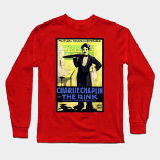 Charlie Chaplin in The Rink - Mutual Film Company Poster Long Sleeve T-Shirt