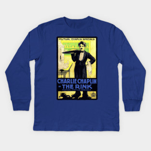 Charlie Chaplin in The Rink - Mutual Film Company Poster Kids Long Sleeve T-Shirt