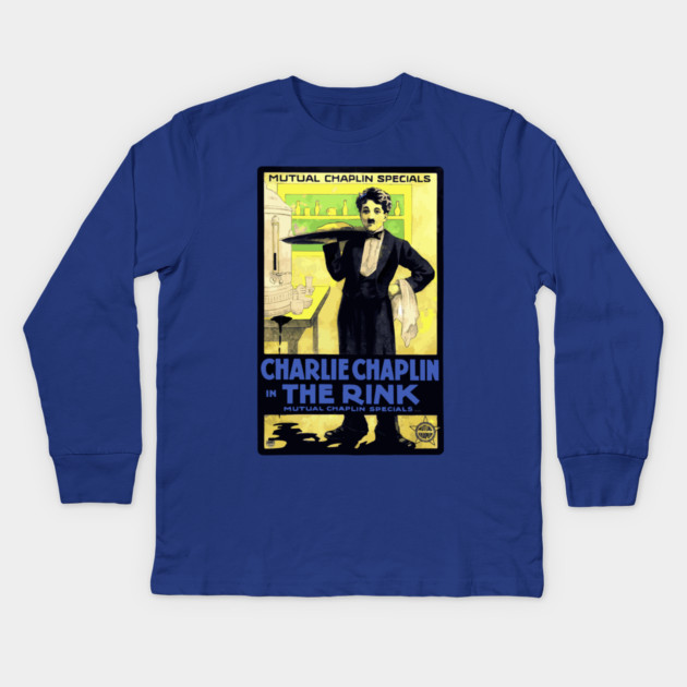 Charlie Chaplin in The Rink - Mutual Film Company Poster Kids Long Sleeve T-Shirt by TuncGK