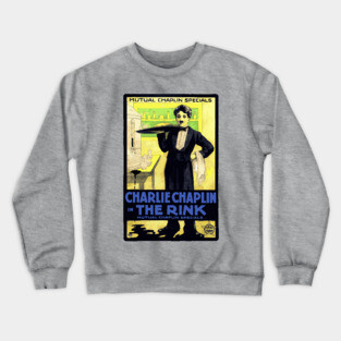 Charlie Chaplin in The Rink - Mutual Film Company Poster Crewneck Sweatshirt