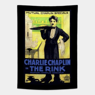 Charlie Chaplin in The Rink - Mutual Film Company Poster Tapestry