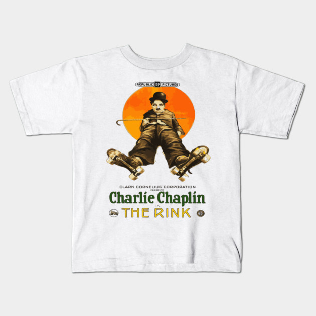 Charlie Chaplin in The Rink - Classic Roller-Skating Comedy Kids T-Shirt by TuncGK