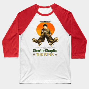 Charlie Chaplin in The Rink - Classic Roller-Skating Comedy Baseball T-Shirt