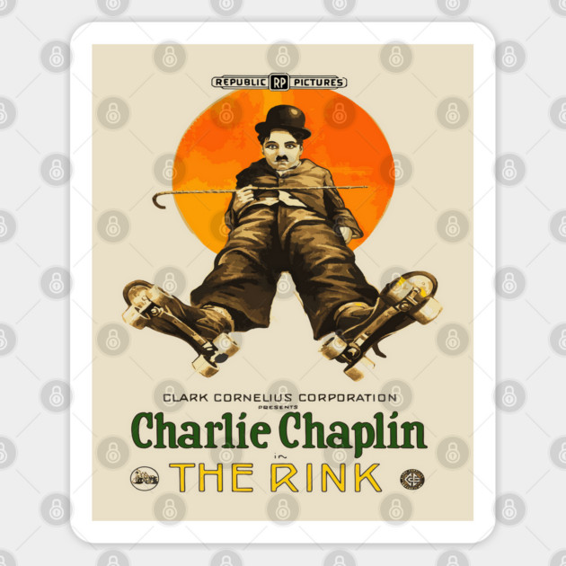 Charlie Chaplin in The Rink - Classic Roller-Skating Comedy Sticker by TuncGK