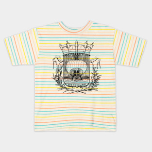 19th Century Paris Coat of Arms Etching Kids T-Shirt
