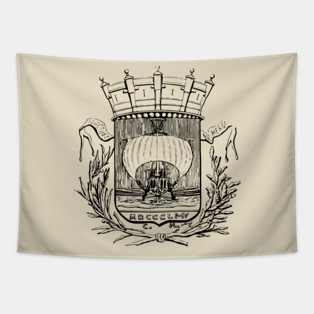 19th Century Paris Coat of Arms Etching Tapestry by TuncGK