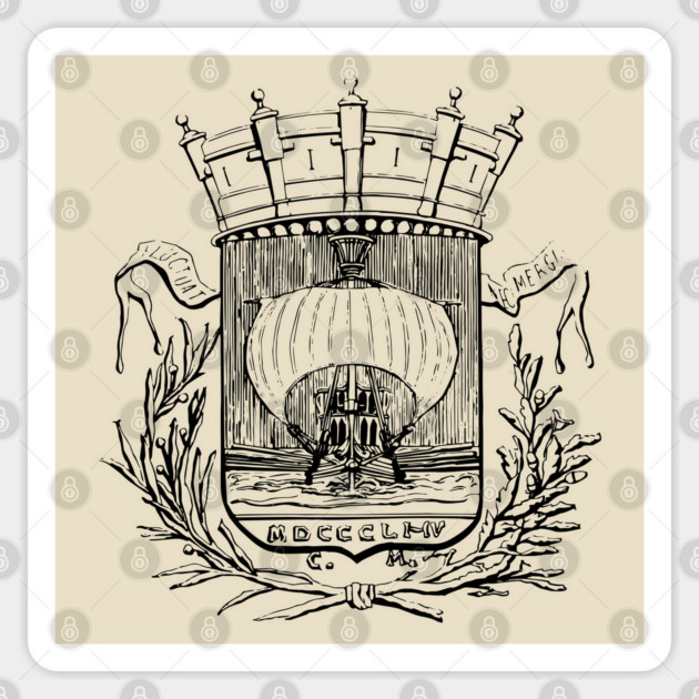 19th Century Paris Coat of Arms Etching Sticker by TuncGK