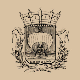 19th Century Paris Coat of Arms Etching T-Shirt