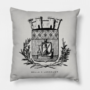 Nautical Paris Motto Etching - 19th Century Historical Design Pillow
