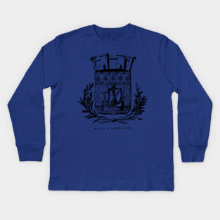 Nautical Paris Motto Etching - 19th Century Historical Design Kids Long Sleeve T-Shirt