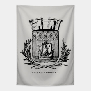 Nautical Paris Motto Etching - 19th Century Historical Design Tapestry