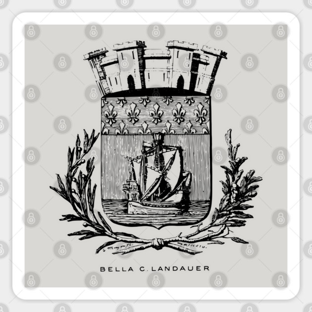 Nautical Paris Motto Etching - 19th Century Historical Design Sticker by TuncGK