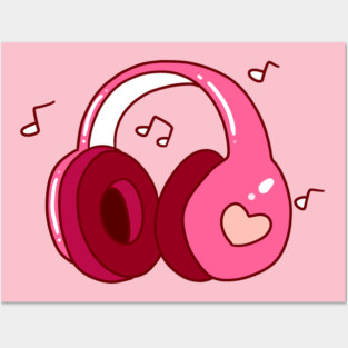 Pink Headphones Posters and Art