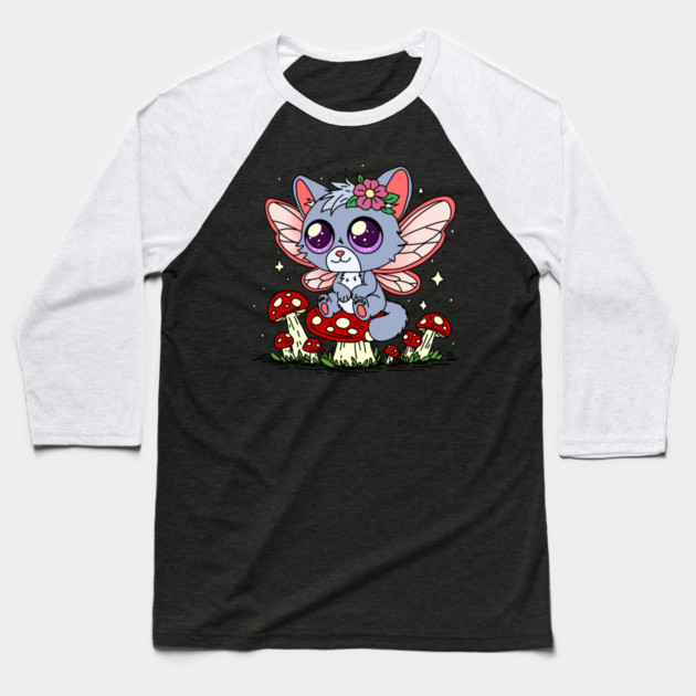Fairy Cat Baseball T-Shirt by H. R. Sinclair