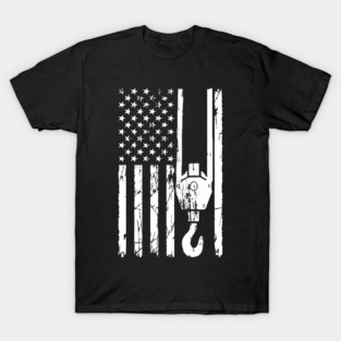 Crane Operator USA Grunge America Flag Construction Worker T-Shirt