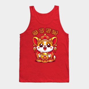Cute Corgi Fortune God Chinese New Year Tank Top