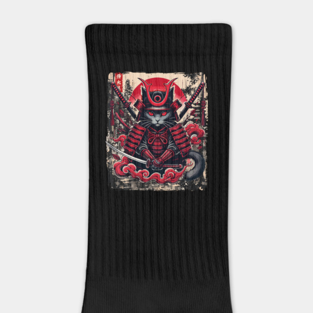 Vintage Samurai Cat Ukiyo E Graphic Japanese Anime by JessArty