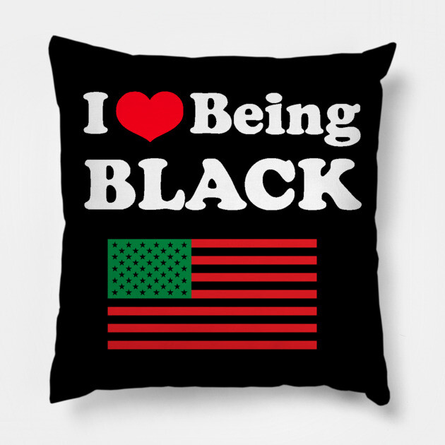 I Love Being Black Pan African Flag Pillow by UrbanLifeApparel