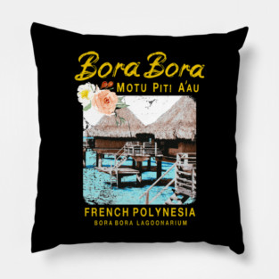 Bora Bora French Polynesia Over Water Bungalows Pillow