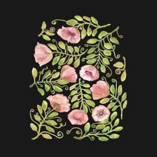 Pink Watercolor Poppies T-Shirt